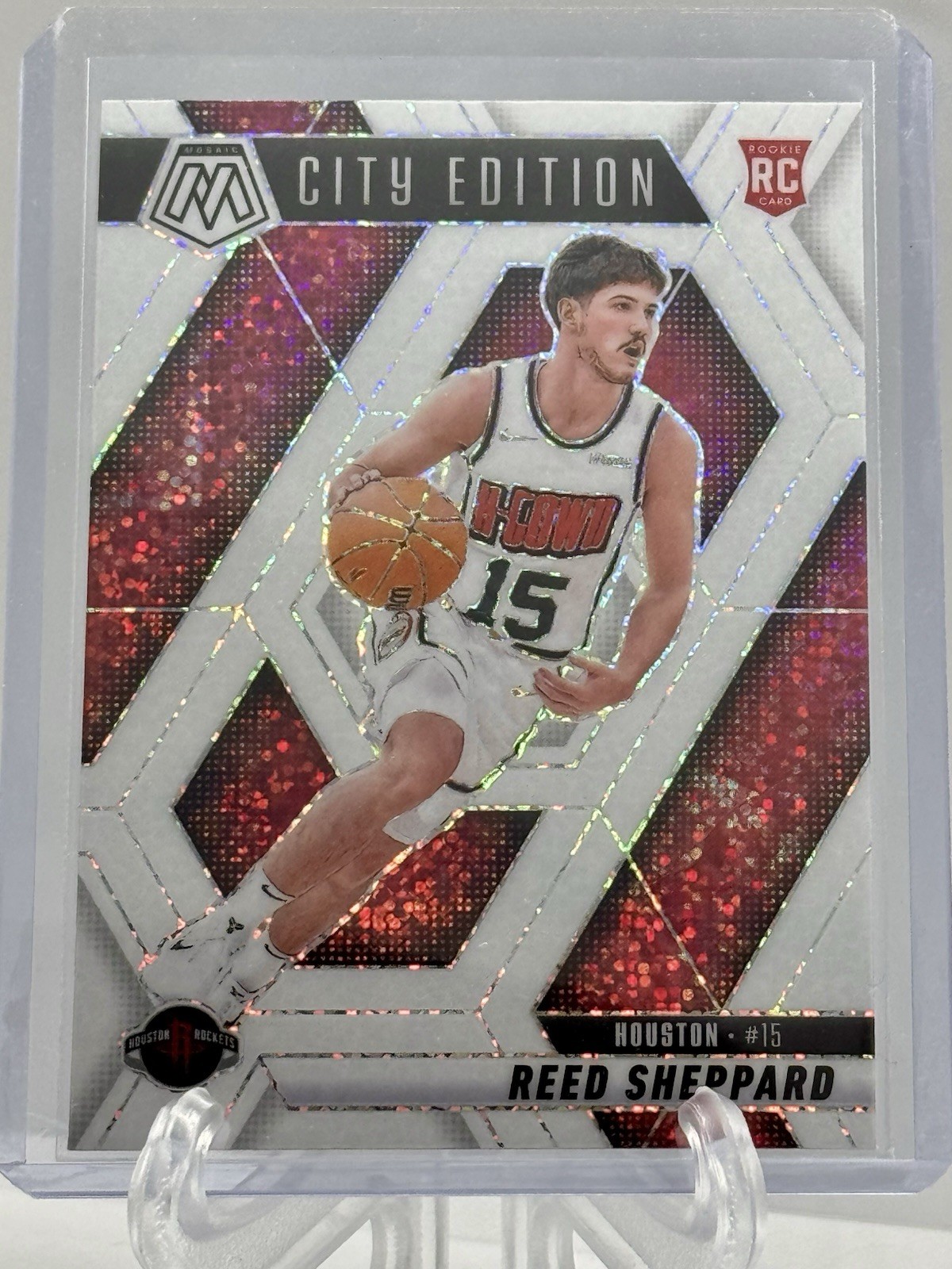 2024-25 Panini Mosaic NBA White Sparkle Reed Sheppard City Edition Rookie SSP 💎