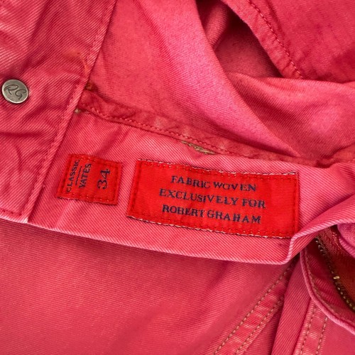 Robert Graham Men's Pants YATES JEANO 3 Classic Raspberry Red STAIN! DAMAGE! 34 - Picture 6 of 10