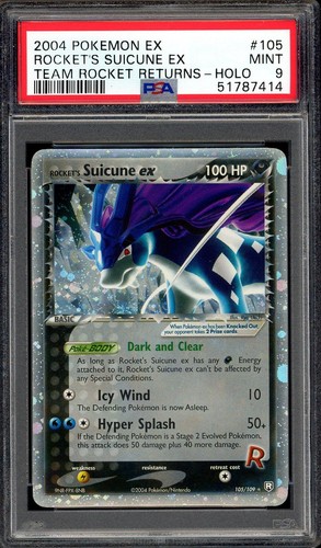 Rocket's Suicune EX Holo 105/109 PSA 9 EX Team Rocket Returns Pokemon Mint
