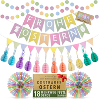Premium Wiederverwendbare Osterdeko - Osterhase & Ostereier Deko, Wabenpapier Os