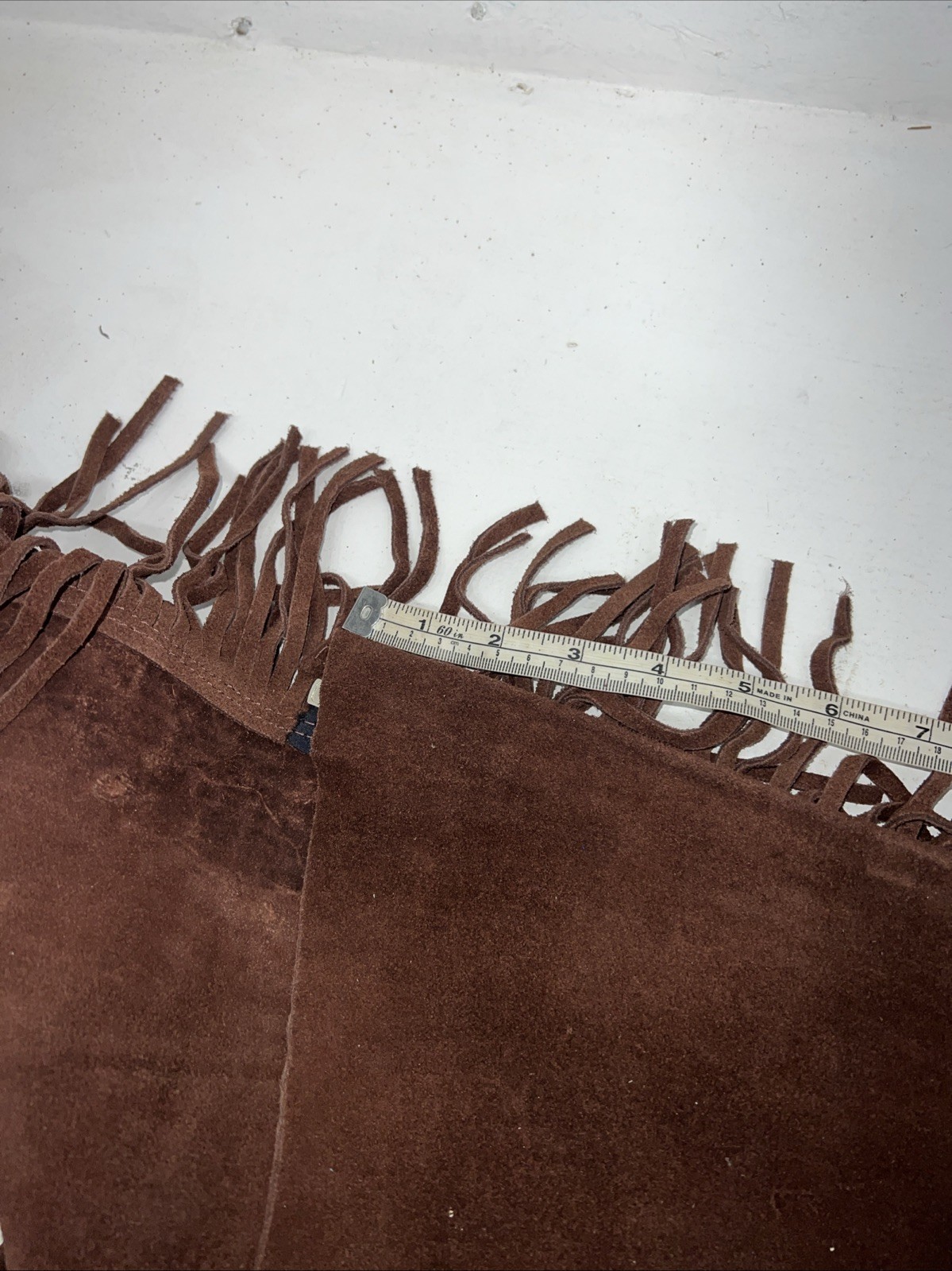 NOS Brown Show Western Chaps With Fringe Adjustable 44” Waist  I-61