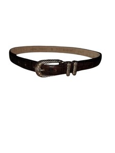 Ladies Black Leather Croco Embossed Belt By FOSSIL Size Small