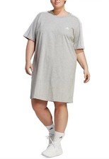 Adidas Plus Size Essentials 3-Stripes Boyfriend T-Shirt Dress Gray White 3X