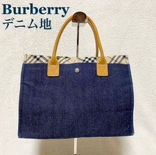 Burberry Blue Label Denim Shoulder Bag Navy Nova Check Vintage Authentic