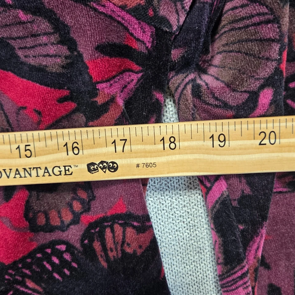 Style&co. Women's Velvet Jacket Size PS Burgundy Black Butterfly Print Zip Front - Image 2 of 4