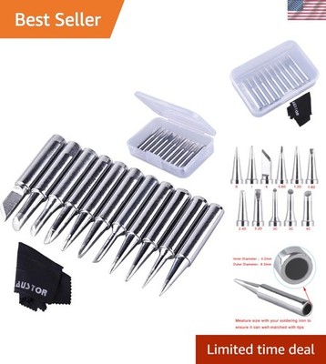 11 Pieces Soldering Iron Tips Kit 900M-T and 1 Piece Cleaning Cloth with Free...