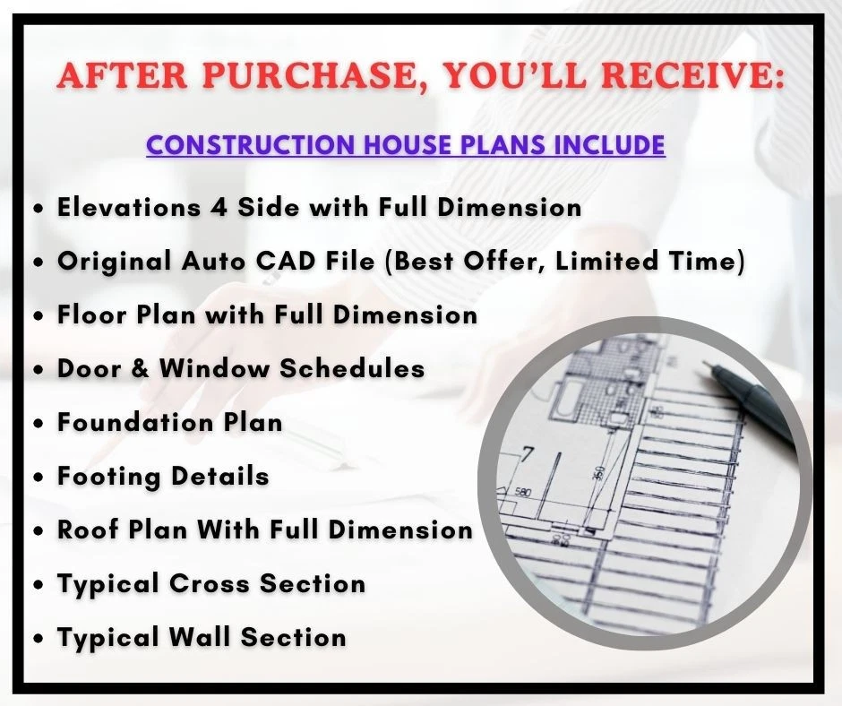 Дуплексные планы домов коттедж на заказ 4 спальни и 4 ванные комнаты с оригинальными CAD и PDF - Изображение 3 из 4