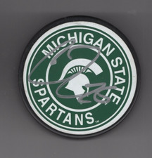 COREY TROPP SIGNED MICHIGAN STATE MSU SPARTANS HOCKEY PUCK w/ COA