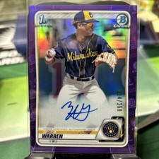 2020 Bowman Chrome Draft Zavier Warren Purple Refractor Auto /250 Brewers
