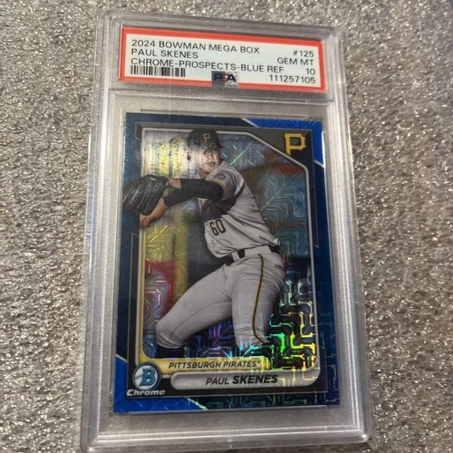 2024 Bowman Chrome Prospects Paul Skenes Mega Box Blue Mojo #/150 Rookie PSA 10