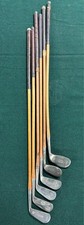 S12 Antique Lot 6 Vtg Hickory Shaft Golf Club Set Morehead Niblick Harry Vardon