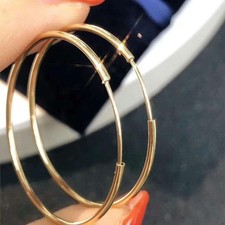 14K YELLOW Gold ROUND EARRING LADY EARRING Birthday Valentine's Day gifty