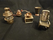 Vintage LOT Dollhouse Miniature Copper Lantern, Clock, Coffee Grinder And More