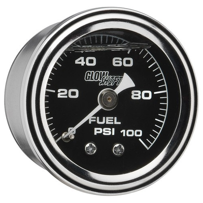 #ad GlowShift Liquid 100 PSI Fuel Pressure Black Mechanical Gauge w 90° Fitting 38mm $24.99