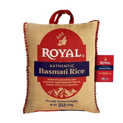 Royal Basmati Rice 20 lb Bag Authentic Indian Long Grain Naturally Aged White