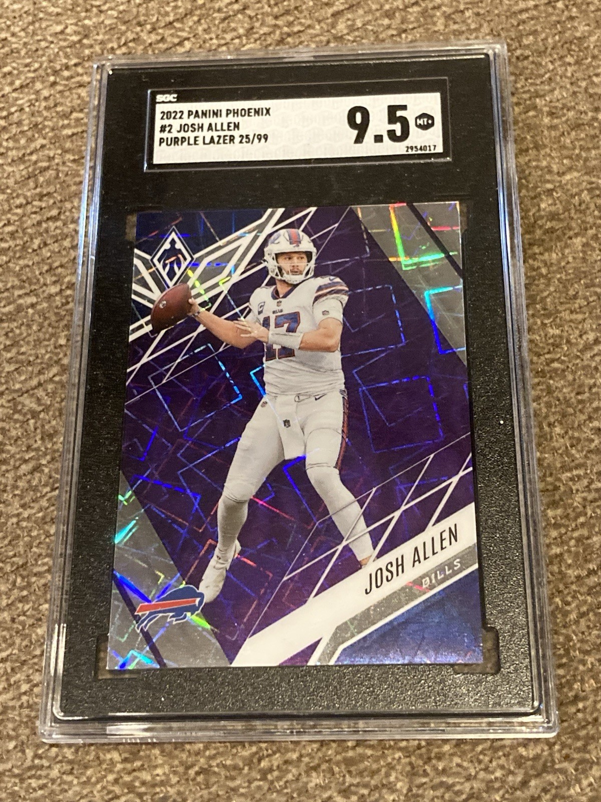 2022 Panini Phoenix Purple Lazer #2 Josh Allen SP /99 SGC 9.5 Bills