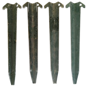 Used Olive Drab (12 Inch) Aluminum Tent Stakes (4 Pack) *mocinc1982*