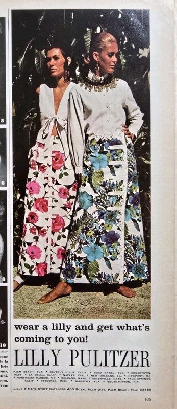 1970 Women's Lilly Pulitzer floral dresses Vintage Mod fashion Ad 