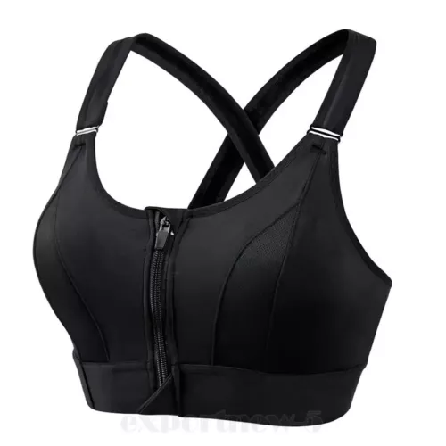Damen Frontreißverschluss Sport Tank BH bequem & hautfreundlich Racerback Alltag - Bild 23 von 43