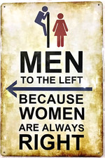 TIN SIGN new 8x12 Men women restroom funny bathroom store office toilet loo B29