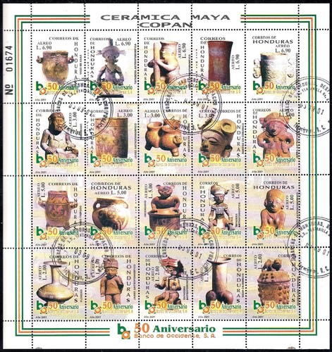 Honduras A- 1079/98 2001 Ceramica Maya Di Copán Usati