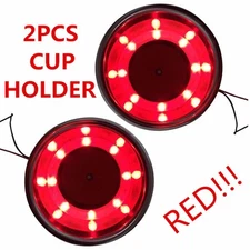 2PCS Stainless Steel Cup Drink Holder Red LED Built-in for Marine Boat Truck RV