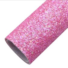 Chunky Hotpink Glitter FAUX LEATHER ROLL 12" x 55" WHOLESALE 1067991