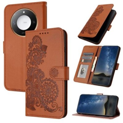 For Honor X60 / X9c Smart Datura Flower Embossed Flip Leather Phone Case cover