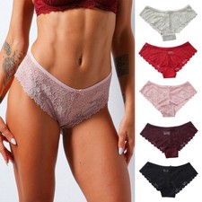 Women Seamless Cotton Crotch Underpants Lace Low Waist Briefs Floral La  