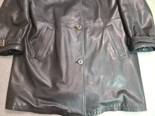 GIMO'S ITALY LEATHER MEN'S BLACK SOFT LEATHER LONG JACKET 44 FITS LIKE MEDIUM - Picture 5 of 9