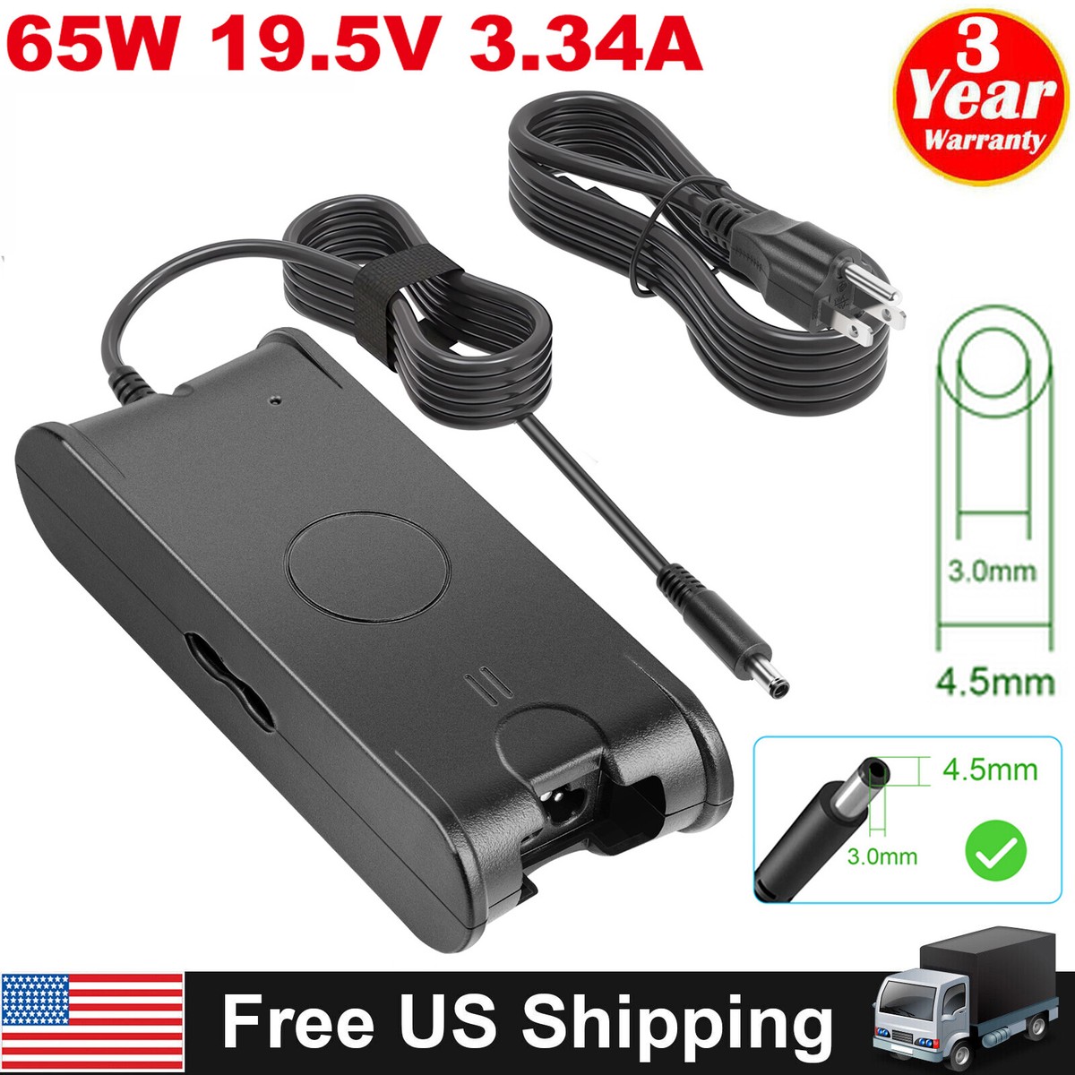 OEM 65W AC Adapter Charger 4.5*3.0mm For Dell Inspiron 14 15
