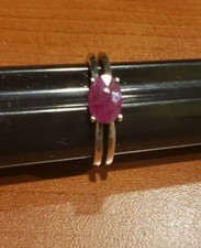 Sterling silver ring, Ruby, red, simple but elegant design, size 6.25