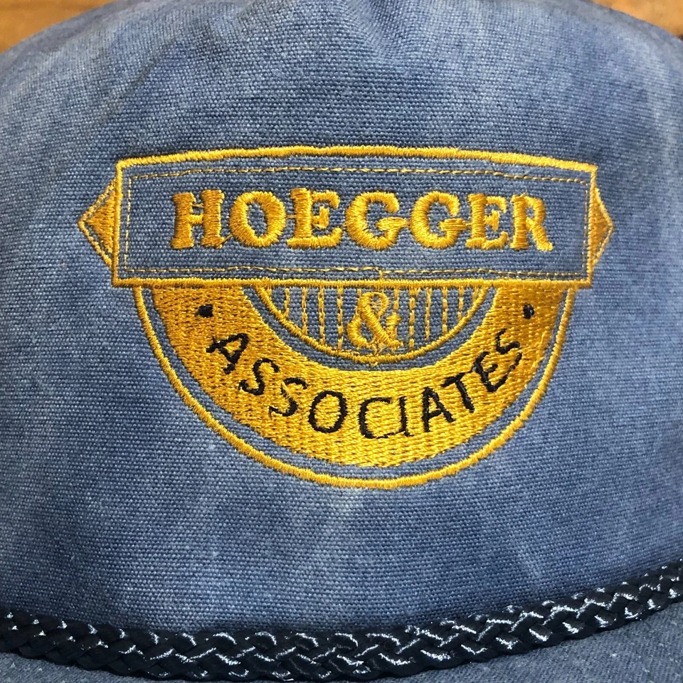 Vintage Hoegger & Associates Hat Snapback Cap Mens Blue 90s Wylie Texas - READ - Image 2 of 4