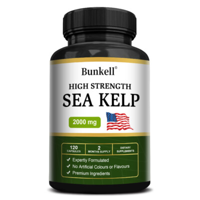 Seaweed Extract Capsules 2000 mg - Thyroid,Hair,Skin - Natural Source of Iodine