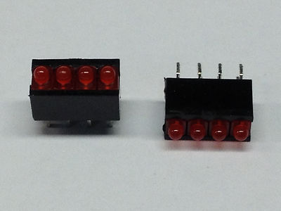 2 Stück  RTZ 2040R Kontrollleuchte für Leiterplattenmontage, Rot, 4 LEDs (M6543)