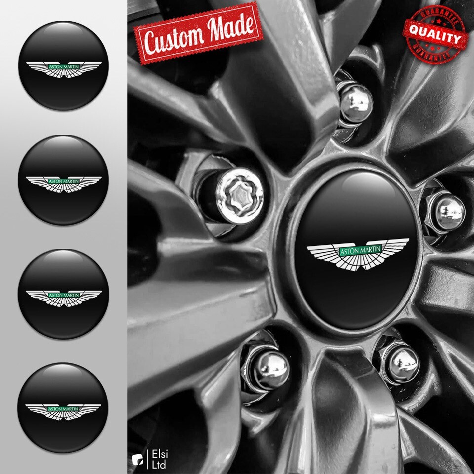 Aston Martin Wheel Center Cap Decals 4pcs Custom Rim Badge Emblems