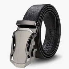 Men's Alloy Automatic Buckle PU Leather Belt Business Casual Sport Belt Ratchet