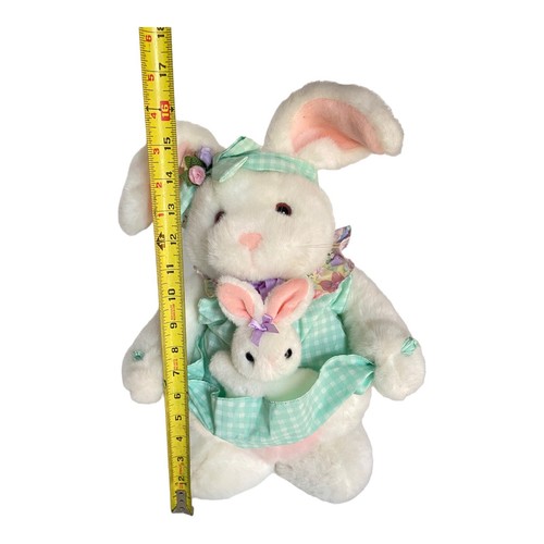 Vintage 1993 Plush Creations White Rabbit with Baby Bunny Easter Toy W/Tag 17” - Picture 12 of 13