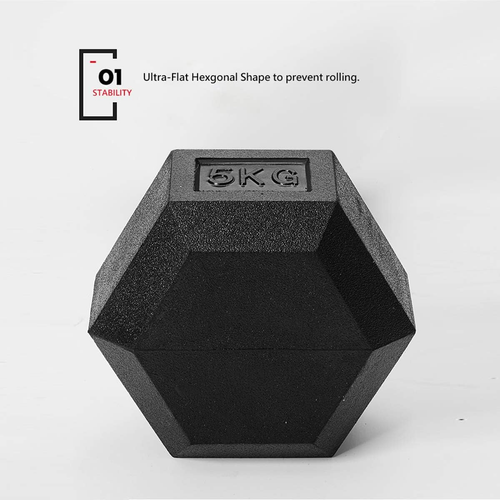 Hex Dumbbell Sets–Rubber Coated, Ergonomic Handles for Strength Training 10kg x2 - Picture 3 of 12