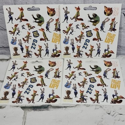 Disney Pixar Zootopia Sticker Lot 4 Sheets Judy Hopps Nick Wilde Scrapbooking 