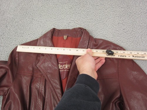 Vintage LeSoleil Leather Trench Coat Women 14 Large Red Burgundy Belted 60s 70s - Picture 11 of 20