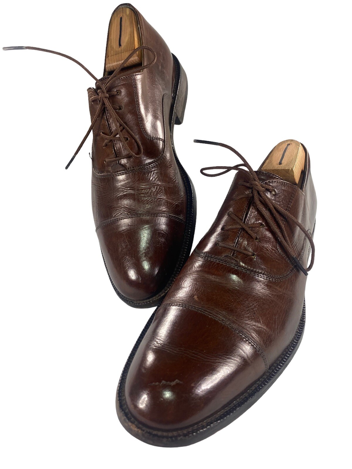 SAOLA Johnston & Murphy Signature Series Mens 9M Brown Cap Toe Dress Leather Shoes