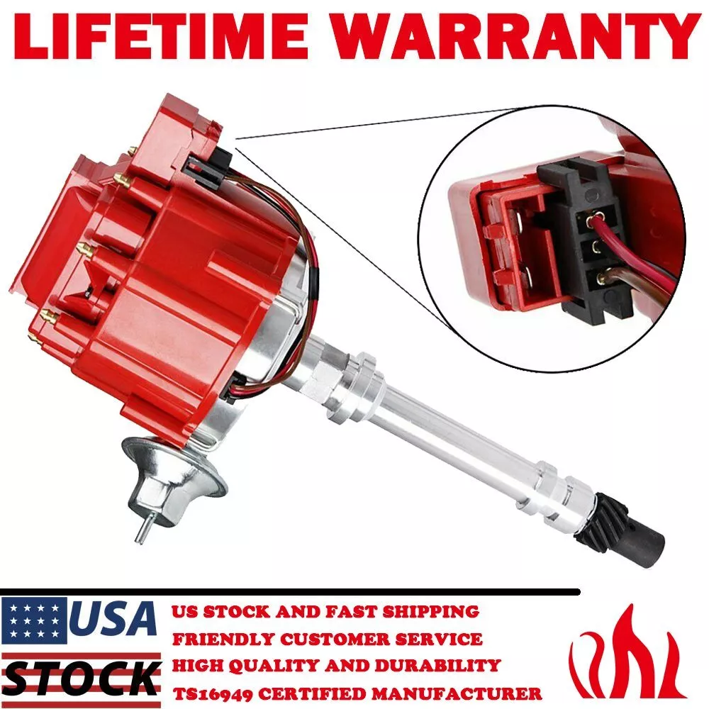 Racing Red Distributor 9000RPM For Chevy SBC BBC V8 350 454 Small/Big Block  GM08