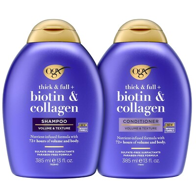 OGX Biotin & Collagen Volumizing Shampoo & Conditioner Set, 13oz EACH