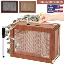 Cash Vault Wooden Savings Box Cash Holder Saver Money Saving Box With Countdown
