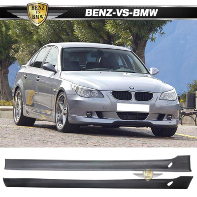 Fits 04-09 BMW E60 5-Series A Style 2PCS Side Skirts Extension Rocker Panel - PU