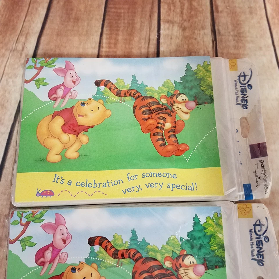 Winnie the Pooh Vintage Invitaciones de Cumpleaños Fiesta Lote de 16 Embalaje Original Foto 4 de 4