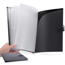 10-Pocket Plastic File Folder Letter A4 Paper Organizer with Snap Button