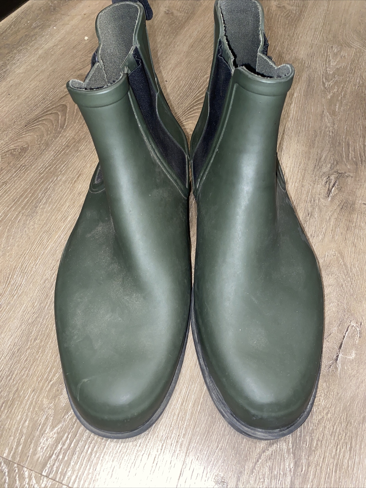 Hunter Rain Boots Men’s Original Refined Chelsea Swamp Green Black Us 10-image