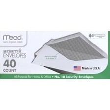 Mead 10 Envelopes, Security Printed Lining for Privacy, Gummed Closure, All-pu